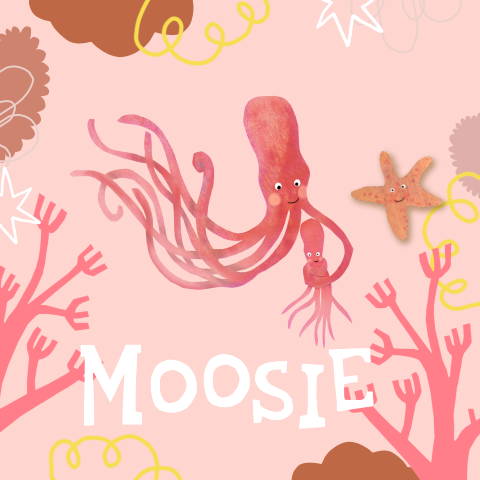 Geboortekaartje met octopus en baby in de zee