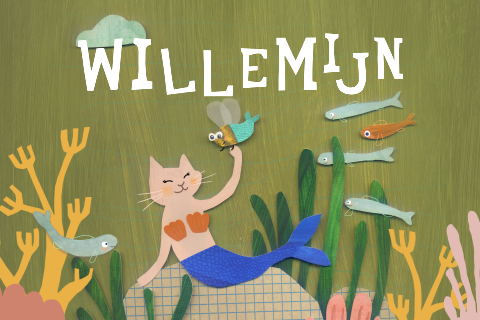 Geboortekaartje onderwaterwereld met zeemeerkat en vissen