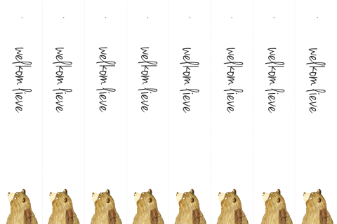 DIY LABELS - kaart met 8 labeltjes met een beer en tekst Welkom lieve