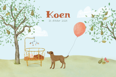Geboortekaartje hond Ridgeback perenboom