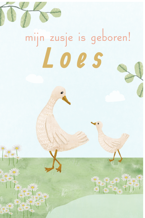 Raambord eend en zusje