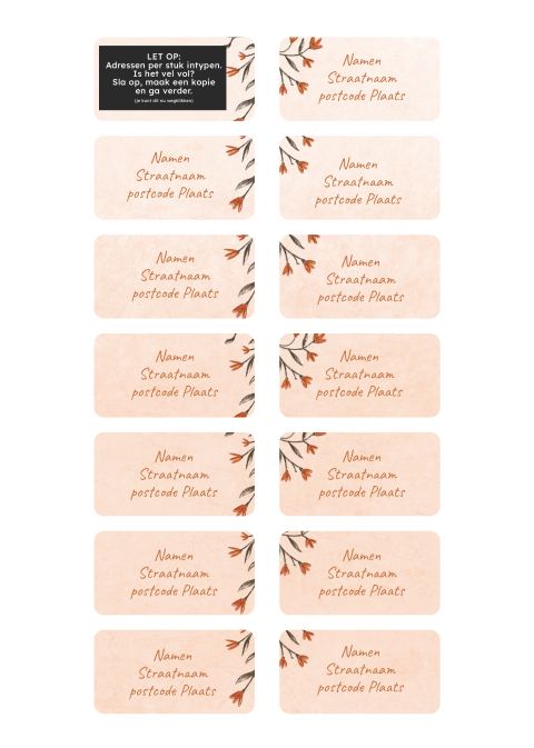 Adresstickers roze bloemetjes roest