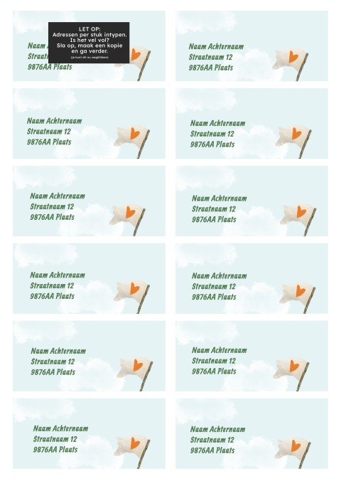 Adressticker vlag hartje