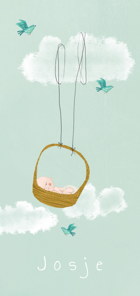 Geboortjekaartje wolk met baby