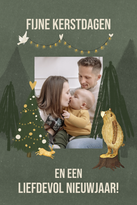 Kerstkaartje bos met foto