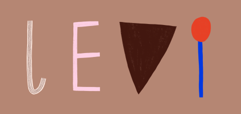 Geboortekaartje met geillustreerde letters