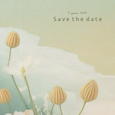 Save the date kaartje vintage waterlelie