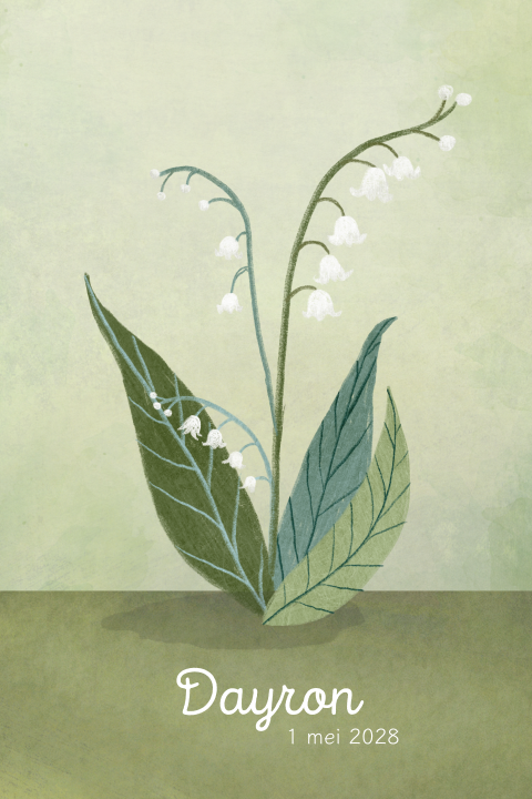 Geboortekaartje illustratie geboortebloem lelietje der dalen