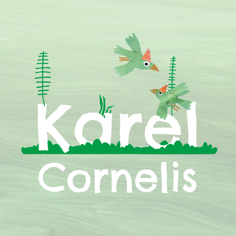 Geboortekaartje met vrolijke vogels in het groen