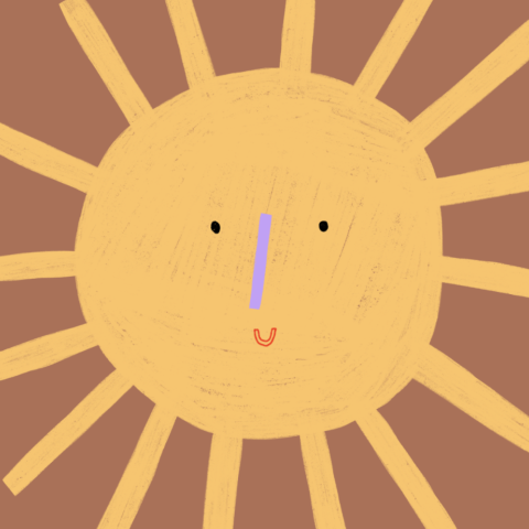 Vrolijk geboortekaartje met de zon met een snoetje