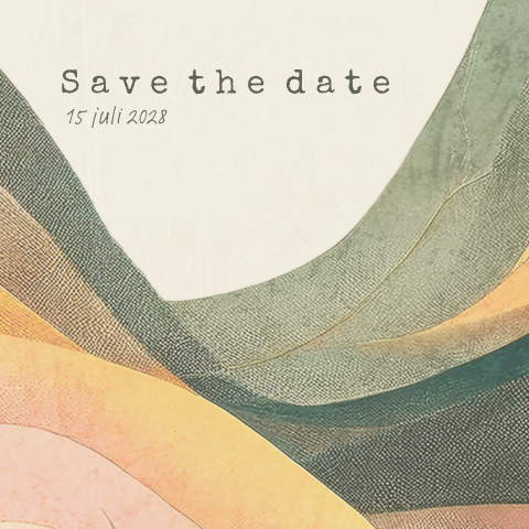 Save the date kaart vintage golven in warme kleuren