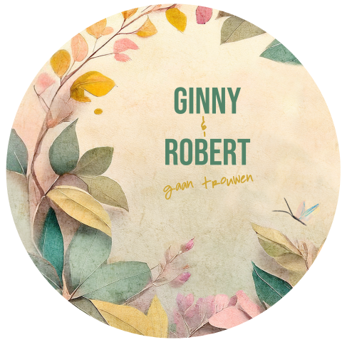 Ronde trouwkaart met vintage bloemenkrans