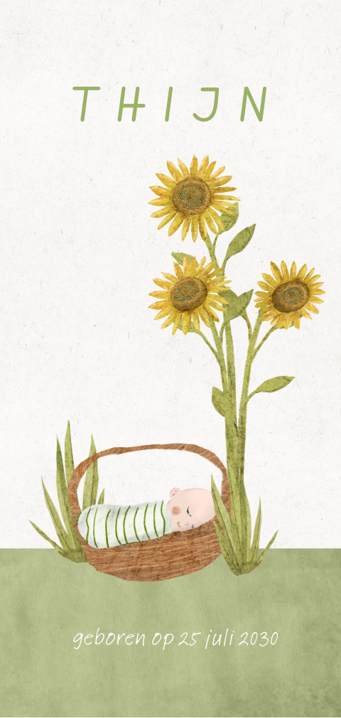 Geboortekaartje zonnebloemen baby