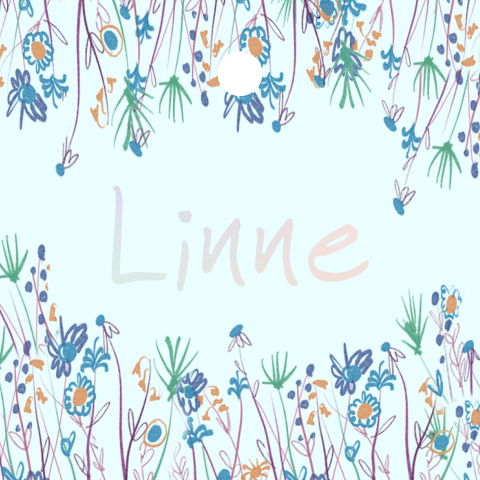 Vierkant labeltje met veldbloemen blauw - 16 stuks
