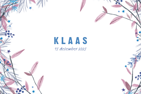 Geboortekaartje blauwe en paarse takken