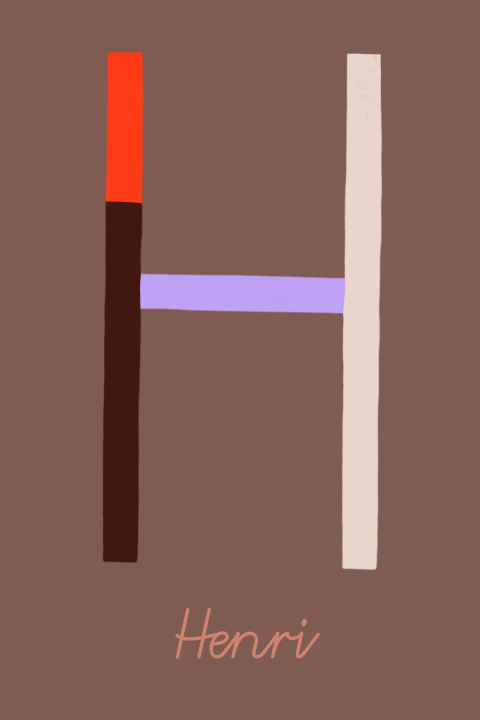 Geboortekaartje met de kleurrijke initiaal H