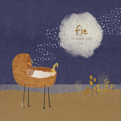 Geboortekaartje wiegje droomwolkje herfst