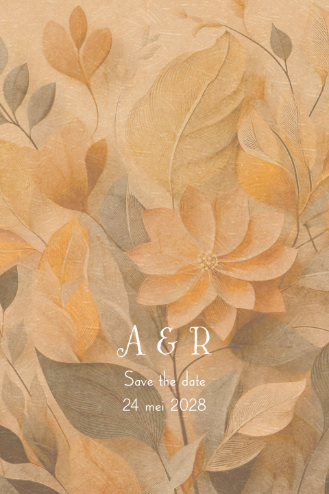 Save the date kaart vintage bloemen terra