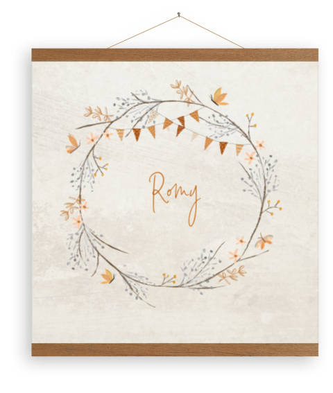 Canvasposter met boho krans en vlindertjes