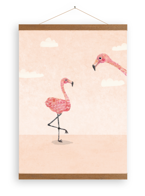 Canvasposter met flamingo's