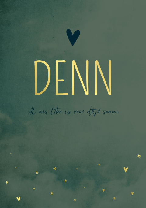 Geboortekaartje Jongen Groen Gewolkt Goudfolie