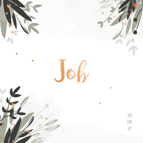 Rouwkaart Jongen Bloemen Hartjes Groen