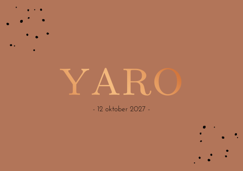 Geboortekaartje koperfolie jongen roest stippen