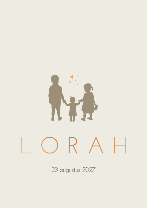 Geboortekaartje Beige Illustratie Silhouet Koperfolie