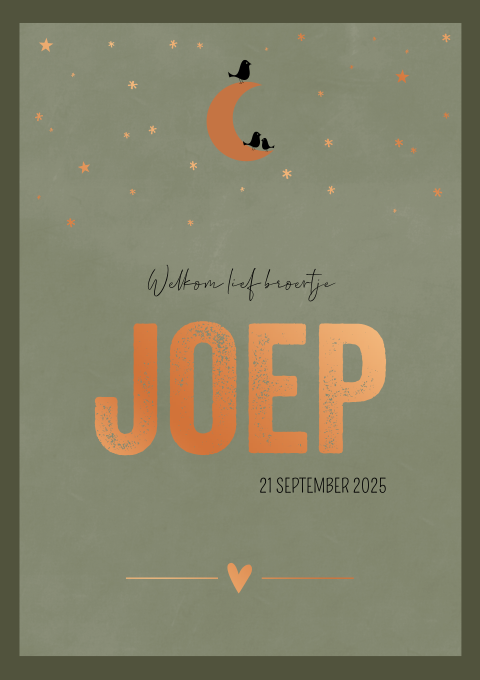 Geboortekaartje Jongen Sterren Koperfolie Groen