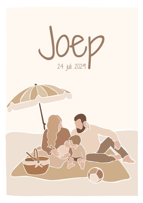 Geboortekaartje Beige Strand Illustratie