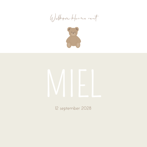 Geboortekaartje jongen beige teddy beertje