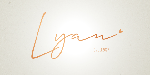 Rouwkaart jongen koperfolie beige