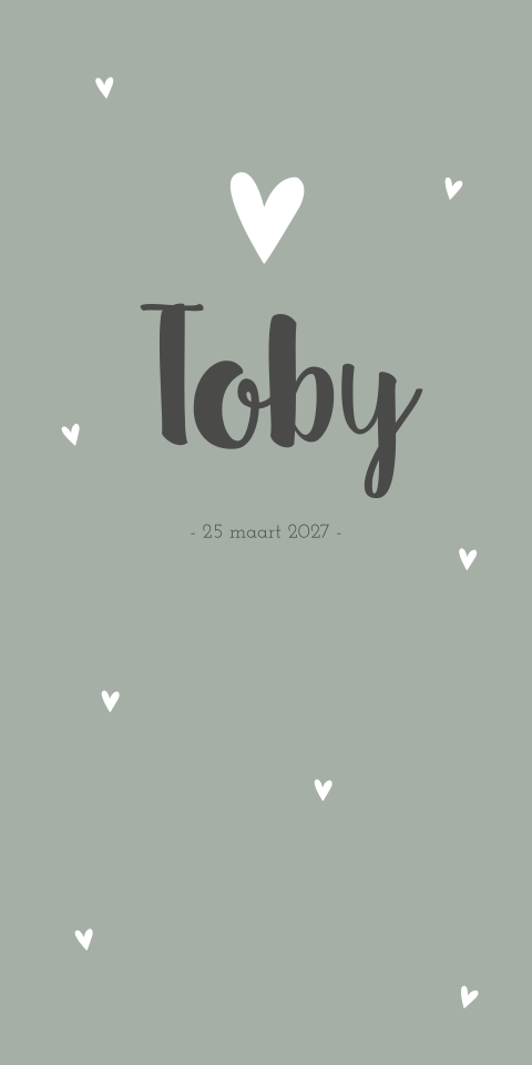 Geboortekaartje Jongen EarlyDew Groen Hartjes