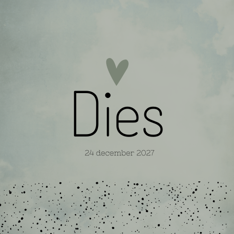 Geboortekaartje groen jongen hartje stippen