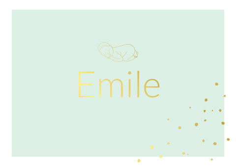 Geboortekaartje jongen mint groen goudfolie