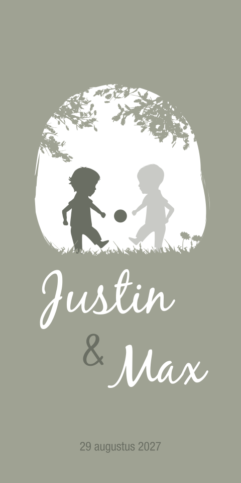 Rouwkaart Geboortekaartje Tweeling Voetbal Broertjes