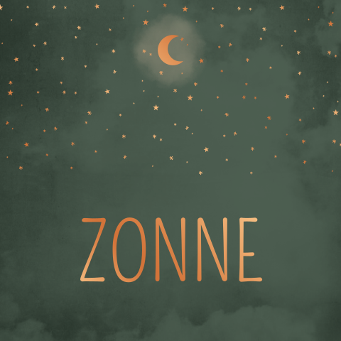 Geboortekaartje jongen maantje sterretjes groen