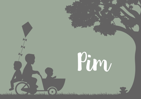 Geboortekaartje Jongen Bakfiets Gezin Groen