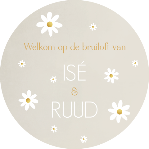 Welkomstbord bruiloft Madeliefjes Bloemetjes