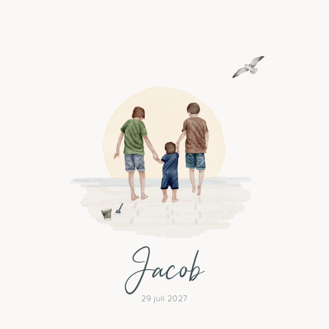 Geboortekaartje Jongen Broers Zee Strand