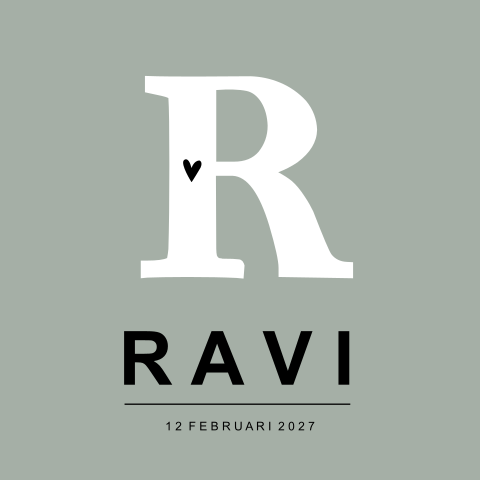 Geboortekaartje Jongen Initiaal Stoer Clean