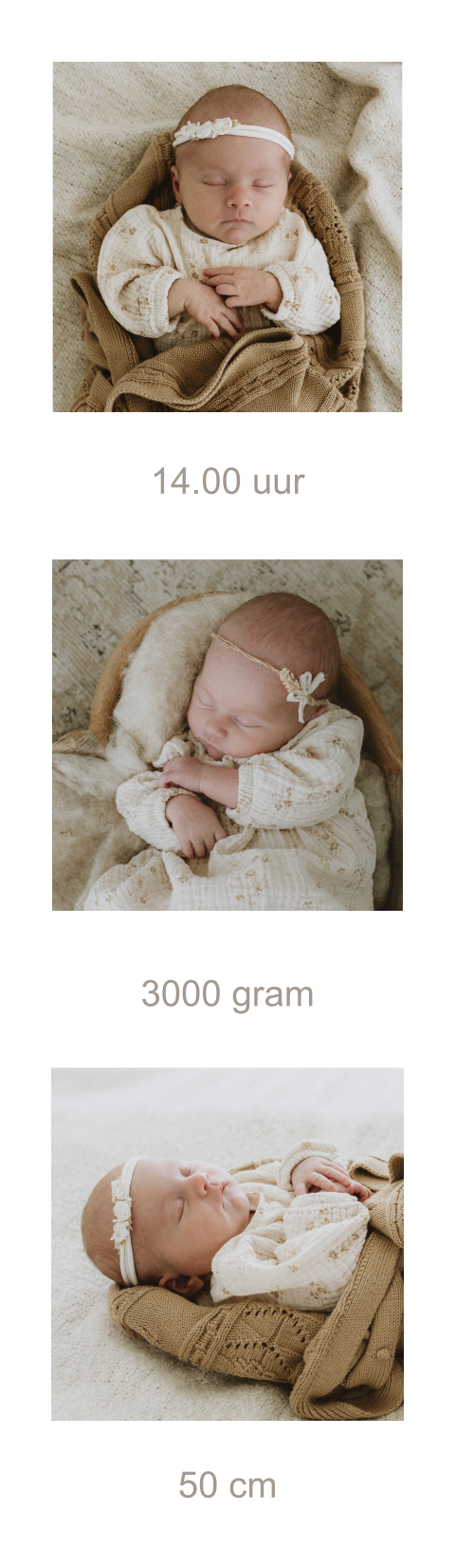 Fotostrip Label Geboortekaartje Babyfoto's