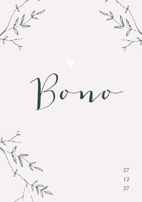 Geboortekaartje jongen takjes gewolkt beige