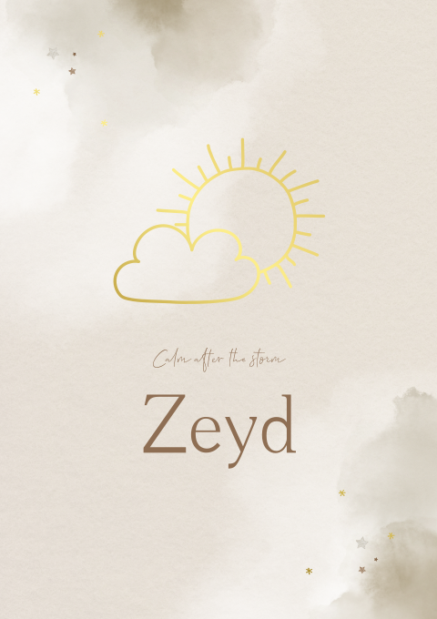 Geboortekaartje Jongen Watercolor Zon Wolken