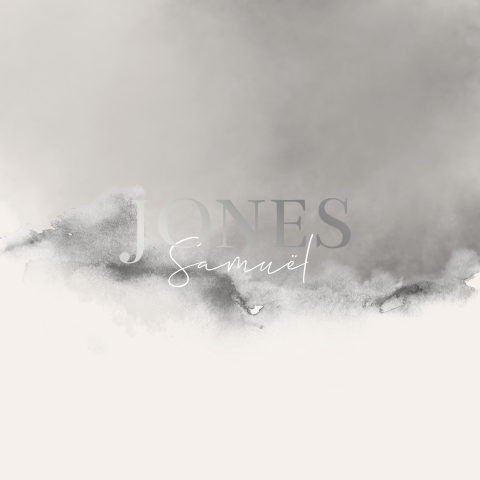 Geboortekaartje Beige Zwart Waterverf Goudfolie