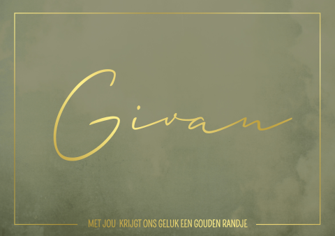 Geboortekaartje goudfolie aquarel groen jongen