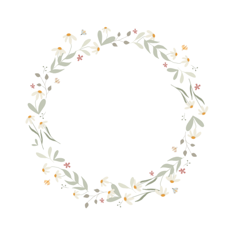 Geboortekaartje Meisje Rond Bloemen Krans