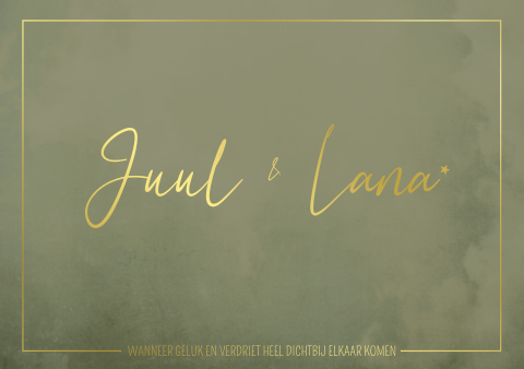 Rouwkaart Geboortekaartje Tweeling Goudfolie Groen