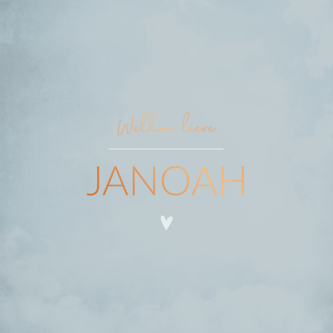 Geboortekaartje jongen lichtblauw koperfolie hartje