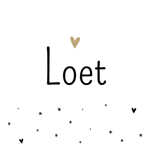 Geboortekaartje wit zwart hartjes sterretjes